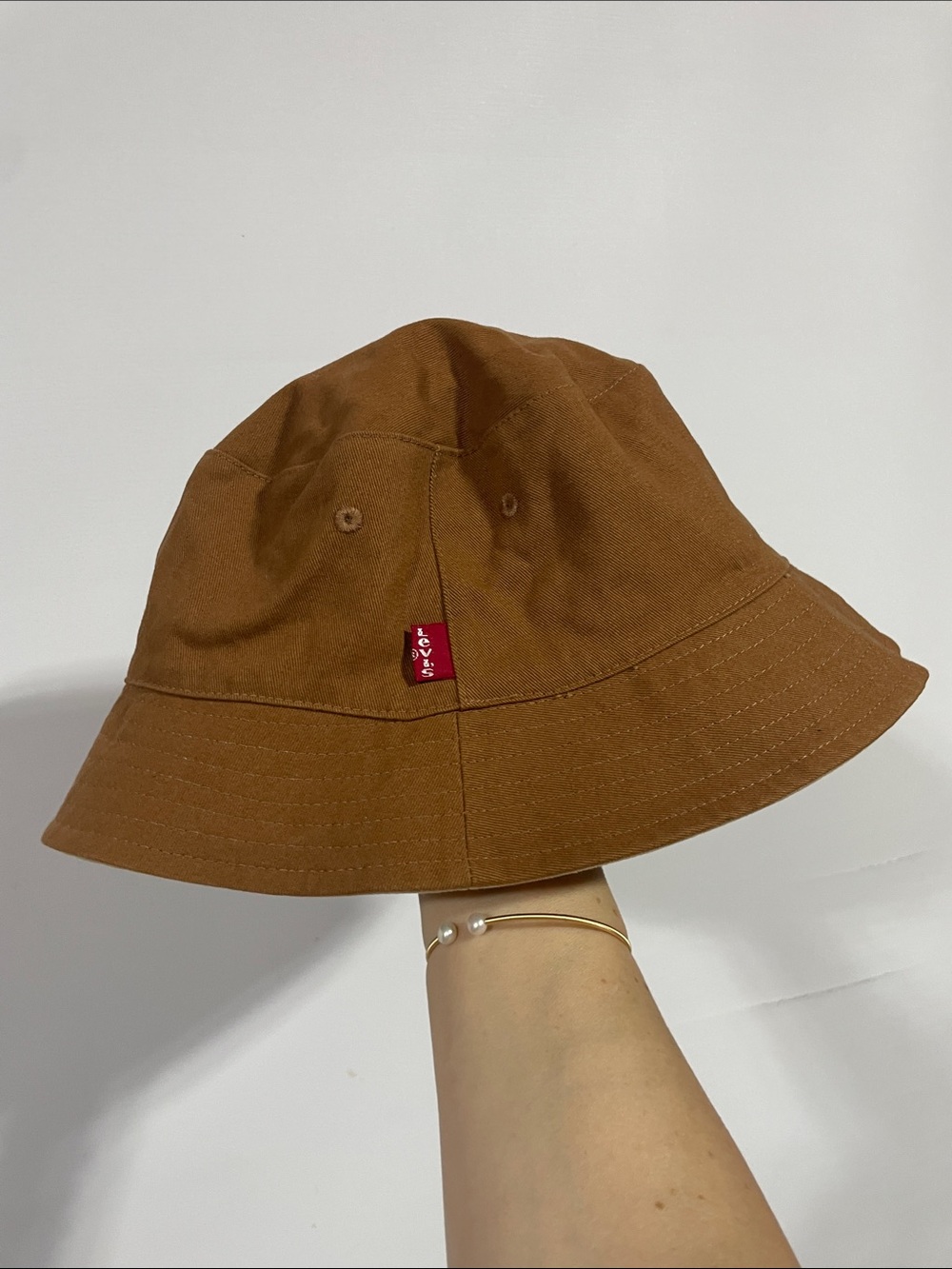Levi's Brown Canvas Bucket Hat with Red Tag